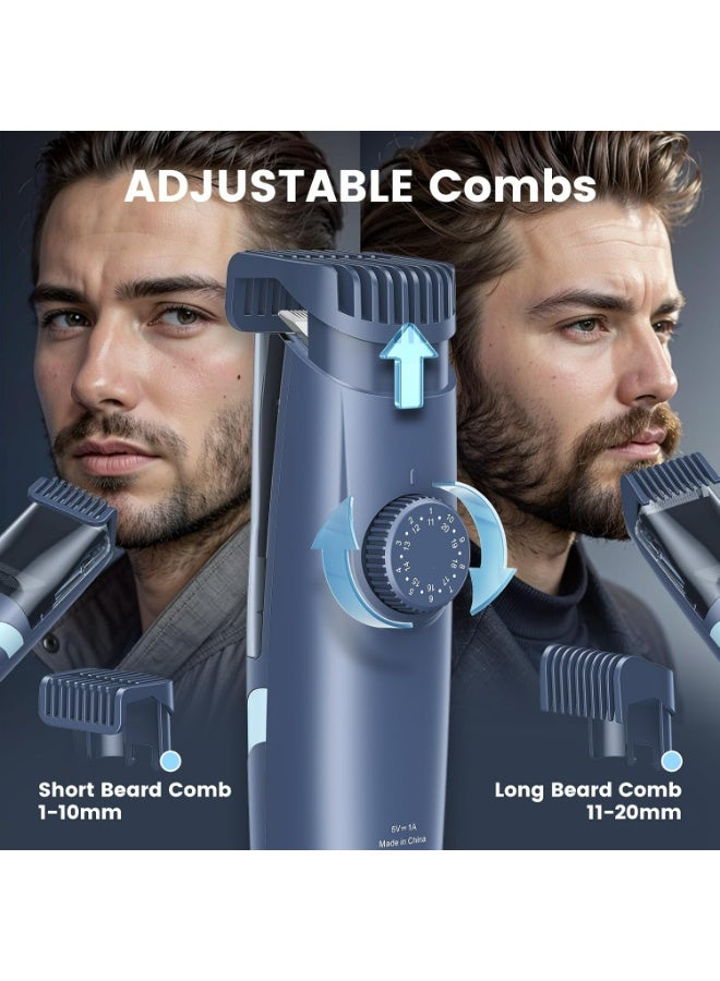 ENSSU Men's Beard Trimmer with Vacuum System Type-C Rechargeable, Electric Shaver for Men with Precision Wheel and Safety Lock, Beard Trimmer and Trimmer Men with 2 Combs, Black - Image 5